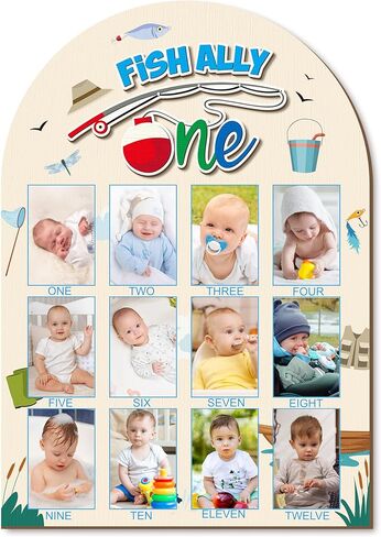 R HORSE My First Year Photo Frame Board - Baby Photo Display Wood Board My First Year Picture Frame 12 Months Milestone Board Highland Cow 1st Birthday Nursery Decor Baby Keepsake Gifts for Boy Girl in Kuwait