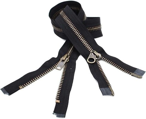 YKK #10 Extra Heavy Duty Antique Brass Parka "2-Way" Dual Separating Jacket Zipper Color Black (1 Zipper per Pack) (23 Inches) in Saudi Arabia