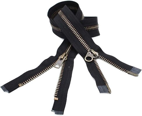 YKK #10 Extra Heavy Duty Antique Brass Parka "2-Way" Dual Separating Jacket Zipper Color Black (1 Zipper per Pack) (23 Inches) in Saudi Arabia