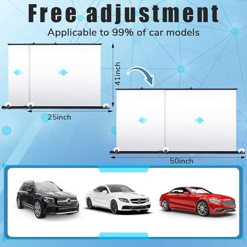BBTO 2 Pcs Automatic Retractable Car Sunshade Retractable Windshield Sun Shade for Car Window Shades for UV and Heat Protection Foldable Front Window Sunshade Automotive Accessories in Saudi Arabia