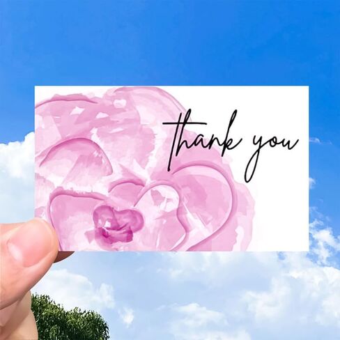 Thank You Cards Appreciation Notes Pink Watercolor flower for Wedding Party Business 2x3.5 inches Pack of 50 in Saudi Arabia