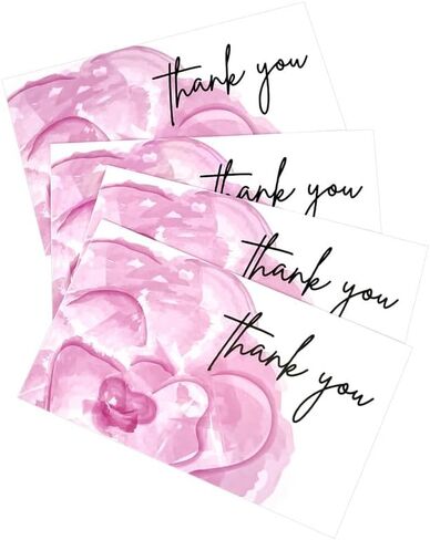 Thank You Cards Appreciation Notes Pink Watercolor flower for Wedding Party Business 2x3.5 inches Pack of 50 in Saudi Arabia