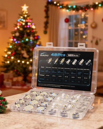 48Pcs Led Interior Car Lights Kit, 6500K White Interior Bulbs Replacement (194 T10 DE3175 W5W 168 578 2825 T5 31mm 36mm 41mm), Dome Map Dash Door Trunk License Plate Lights for Cars Trucks RVs in Saudi Arabia
