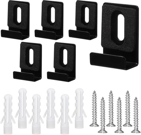6Pcs Metal Mirror Clips, Heavy Duty Mirrors Clips with Screws, Wall Mounting Mirror Hanging Kit, 1/2 Inch Wide Channel, Black Frameless Mirrors Hangers Hardware for Tile Billboard Displays in Saudi Arabia