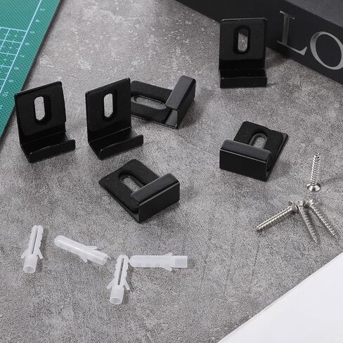 6Pcs Metal Mirror Clips, Heavy Duty Mirrors Clips with Screws, Wall Mounting Mirror Hanging Kit, 1/2 Inch Wide Channel, Black Frameless Mirrors Hangers Hardware for Tile Billboard Displays in Saudi Arabia