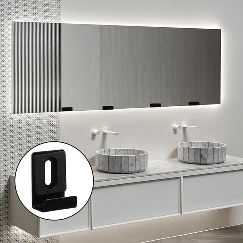 6Pcs Metal Mirror Clips, Heavy Duty Mirrors Clips with Screws, Wall Mounting Mirror Hanging Kit, 1/2 Inch Wide Channel, Black Frameless Mirrors Hangers Hardware for Tile Billboard Displays in Saudi Arabia