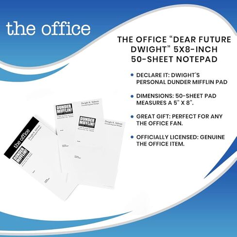 JUST FUNKY The Office "Dear Future Dwight" - مفكرة مبتكرة مقاس 5 × 8 بوصة، 50 ورقة - تشبه مذكرات Dwight K. Schrute الفارغة من شركة Dunder Mifflin Paper، جهاز لوحي مضحك للعمل والمنزل والمدرسة in Saudi Arabia