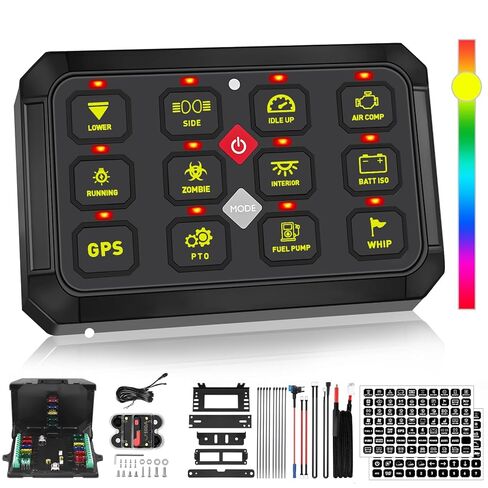لوحة تبديل MAYELLO RGB 8 Gang مع وظيفة الذاكرة، لوحة تبديل قابلة للتعتيم التلقائي، لوحة تبديل متعددة الوظائف نابضة مؤقتة، لوحة تبديل 12-24 فولت مقاومة للماء لشاحنة قارب UTV، ضمان لمدة عامين in Kuwait
