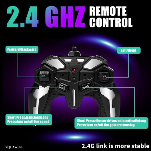 Remote Control car Toy, Suitable for Boys and Girls Aged 3-12, 2.4GHz Transforming Robot car Supports Gesture Sensing and 360° Rotation EN02 (Black) in Saudi Arabia
