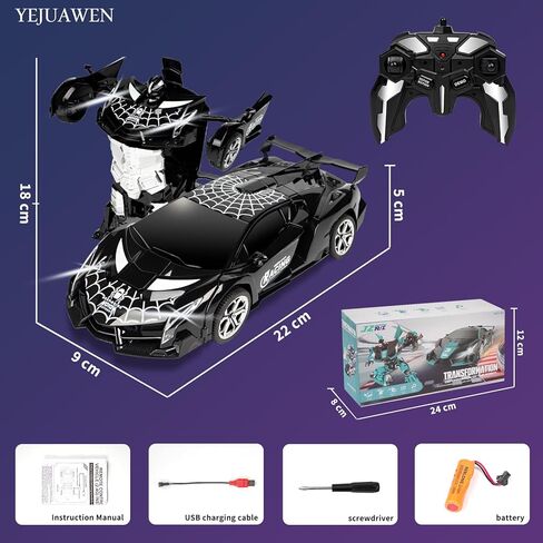 Remote Control car Toy, Suitable for Boys and Girls Aged 3-12, 2.4GHz Transforming Robot car Supports Gesture Sensing and 360° Rotation EN02 (Black) in Saudi Arabia