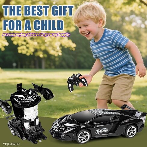 Remote Control car Toy, Suitable for Boys and Girls Aged 3-12, 2.4GHz Transforming Robot car Supports Gesture Sensing and 360° Rotation EN02 (Black) in Saudi Arabia
