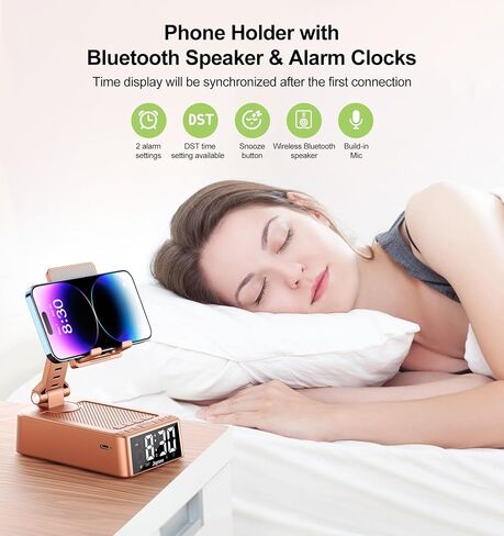 Gifts for Women Girls, Joymate Phone Stand with Bluetooth Speaker 360° Rotable Angel Adjustable Cell Phone Holder for Desk with HD Subwoofer Sound Fits All Phones,Tablets (Pink) in Saudi Arabia