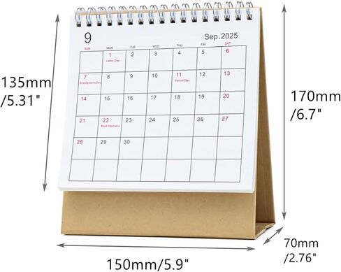 Mini Desk Calendar 2026, Small Desktop Calendar, Mini Standing Flip Academic Year Monthly Calendars for Planning Organizing Daily Schedule, Twin-Wire Binding in Saudi Arabia
