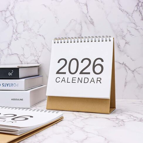 Mini Desk Calendar 2026, Small Desktop Calendar, Mini Standing Flip Academic Year Monthly Calendars for Planning Organizing Daily Schedule, Twin-Wire Binding in Saudi Arabia