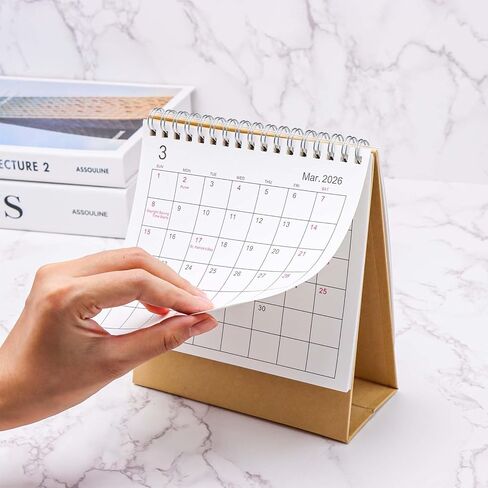 Mini Desk Calendar 2026, Small Desktop Calendar, Mini Standing Flip Academic Year Monthly Calendars for Planning Organizing Daily Schedule, Twin-Wire Binding in Saudi Arabia