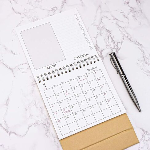 Mini Desk Calendar 2026, Small Desktop Calendar, Mini Standing Flip Academic Year Monthly Calendars for Planning Organizing Daily Schedule, Twin-Wire Binding in Saudi Arabia