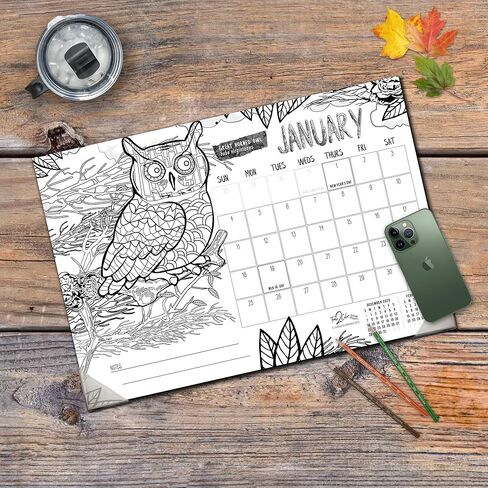 Time2Color 2026 Home Edition Desk Blotter/تقويم تلوين الحائط: موضوع طبيعي (19 بوصة × 13 بوصة) in Saudi Arabia