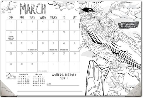 Time2Color 2026 Home Edition Desk Blotter/تقويم تلوين الحائط: موضوع طبيعي (19 بوصة × 13 بوصة) in Saudi Arabia