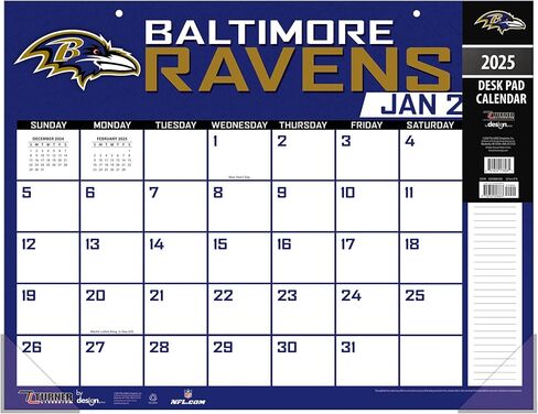 TURNER SPORTS Baltimore Ravens 2025 22x17 Desk Calendar (25998061528) in Saudi Arabia