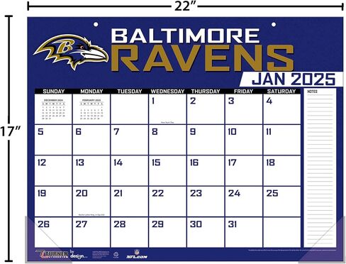 TURNER SPORTS Baltimore Ravens 2025 22x17 Desk Calendar (25998061528) in Saudi Arabia