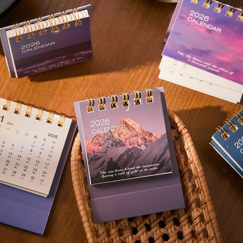 2Pcs Mini Desk Calendar 2025-2026, Standing Flip Small Desk Calendar-Monthly Desktop Calendar- Thick Paper Twin-Wire Binding for Home or Office (Style4, 7x6.5x3.5cm) in Saudi Arabia