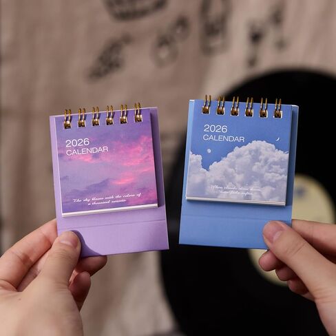 2Pcs Mini Desk Calendar 2025-2026, Standing Flip Small Desk Calendar-Monthly Desktop Calendar- Thick Paper Twin-Wire Binding for Home or Office (Style4, 7x6.5x3.5cm) in Saudi Arabia