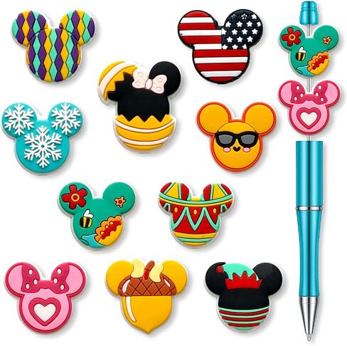 Hedbitoyo Cartoon Christmas Focal Silicone Beads, Cute Beads for DIY Crafts Jewelry Necklaces Bracelets Keychain Pen Making (C) in Saudi Arabia