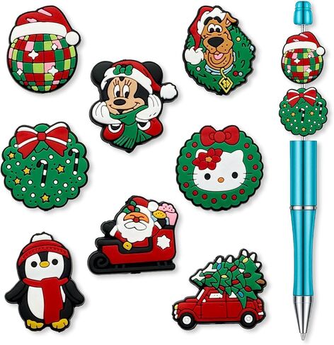 Hedbitoyo Cartoon Christmas Focal Silicone Beads, Cute Beads for DIY Crafts Jewelry Necklaces Bracelets Keychain Pen Making (C) in Saudi Arabia