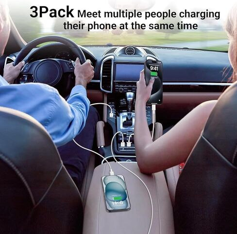 كابل Carplay بطول 1.6 قدم/3 قدم/6 قدم لهاتف iPhone 15 iPhone 16 15 Pro Max 15 Plus شاحن سيارة، سلك USB C لمحول شاحن السيارة، كابل USB A إلى USB C لشحن iPad 10th Gen، iPad Pro 12.9/11 - أبيض in Kuwait