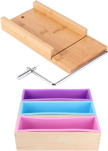 Soap Mould with Wooden Boxes and Silicone Molds Set,1200ml DIY Soap Making Supplies, Manual Soap Cutter for Household, 1200ml DIY Soap Making Supplies, Soap Mould with Wsoap mold soap cutter diy in Saudi Arabia