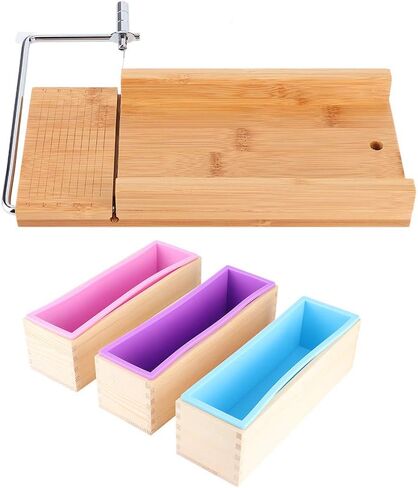 Soap Mould with Wooden Boxes and Silicone Molds Set,1200ml DIY Soap Making Supplies, Manual Soap Cutter for Household, 1200ml DIY Soap Making Supplies, Soap Mould with Wsoap mold soap cutter diy in Saudi Arabia