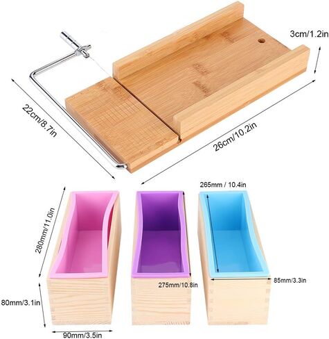Soap Mould with Wooden Boxes and Silicone Molds Set,1200ml DIY Soap Making Supplies, Manual Soap Cutter for Household, 1200ml DIY Soap Making Supplies, Soap Mould with Wsoap mold soap cutter diy in Saudi Arabia