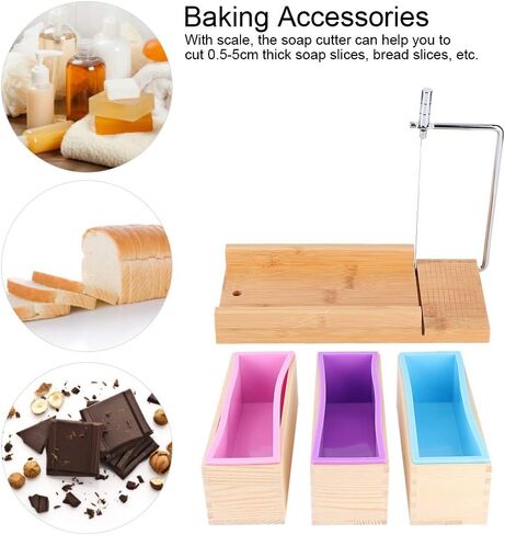 Soap Mould with Wooden Boxes and Silicone Molds Set,1200ml DIY Soap Making Supplies, Manual Soap Cutter for Household, 1200ml DIY Soap Making Supplies, Soap Mould with Wsoap mold soap cutter diy in Saudi Arabia