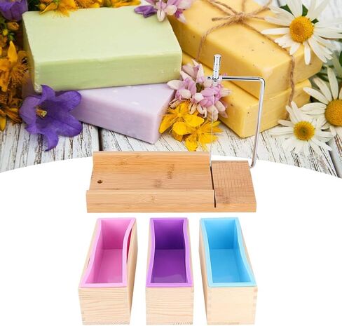 Soap Mould with Wooden Boxes and Silicone Molds Set,1200ml DIY Soap Making Supplies, Manual Soap Cutter for Household, 1200ml DIY Soap Making Supplies, Soap Mould with Wsoap mold soap cutter diy in Saudi Arabia
