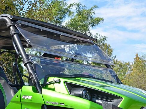 SuperATV Scratch Resistant Flip Windshield Compatible With Kawasaki Teryx 4 750: 2012-2013 | Teryx 800/ 4 800: 2014-2015, 1/4" Polycarbonate 250x Stronger than Glass in Saudi Arabia