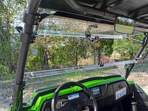 SuperATV Scratch Resistant Flip Windshield Compatible With Kawasaki Teryx 4 750: 2012-2013 | Teryx 800/ 4 800: 2014-2015, 1/4" Polycarbonate 250x Stronger than Glass in Saudi Arabia