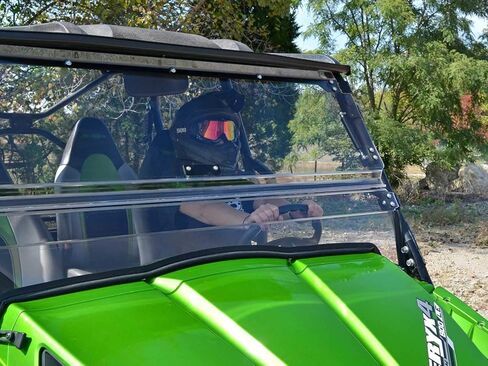 SuperATV Scratch Resistant Flip Windshield Compatible With Kawasaki Teryx 4 750: 2012-2013 | Teryx 800/ 4 800: 2014-2015, 1/4" Polycarbonate 250x Stronger than Glass in Saudi Arabia