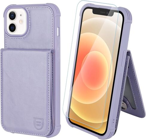 VANAVAGY iPhone 12/12 Pro Wallet Case for Women and Men,Leather Magnetic Clasp Flip Folio Phone Cover with Credit Card Holder and Coin Pocket,Brown in Kuwait