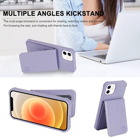 VANAVAGY iPhone 12/12 Pro Wallet Case for Women and Men,Leather Magnetic Clasp Flip Folio Phone Cover with Credit Card Holder and Coin Pocket,Brown in Kuwait