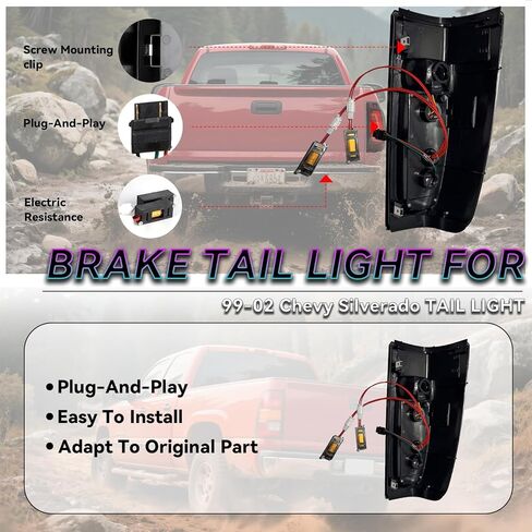 مصباح خلفي LED الكل في واحد لسيارة Chevy Silverado 1500 2500(1999-2002)، 1500HD 2500HD(2001-2002)، GMC Sierra 1500 2500(1999-2003)، 1500HD 2500HD(2001-2003)، نسخة مطورة من مجموعة الضوء الخلفي. in Kuwait