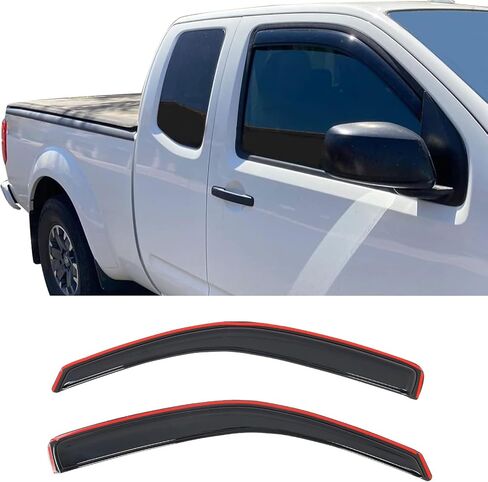 IKON MOTORSPORTS in Channel Window Visors Compatible with 2005-2021 Nissan Frontier Extended Cab, Slim Style Acrylic Smoke Rain Guards, Side Window Wind Deflectors 2PCS in Saudi Arabia