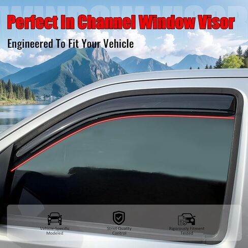 IKON MOTORSPORTS in Channel Window Visors Compatible with 2005-2021 Nissan Frontier Extended Cab, Slim Style Acrylic Smoke Rain Guards, Side Window Wind Deflectors 2PCS in Saudi Arabia
