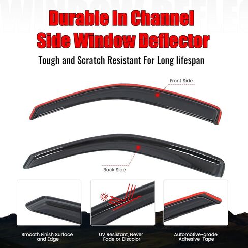 IKON MOTORSPORTS in Channel Window Visors Compatible with 2005-2021 Nissan Frontier Extended Cab, Slim Style Acrylic Smoke Rain Guards, Side Window Wind Deflectors 2PCS in Saudi Arabia