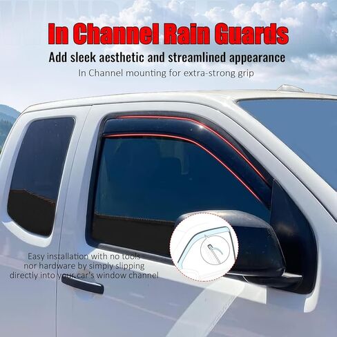 IKON MOTORSPORTS in Channel Window Visors Compatible with 2005-2021 Nissan Frontier Extended Cab, Slim Style Acrylic Smoke Rain Guards, Side Window Wind Deflectors 2PCS in Saudi Arabia