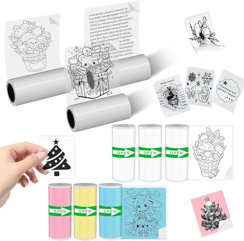 20 rolls Mini Printer Adhesive Stickers : 20 rolls colored，Compatible with most pocket printers. in Saudi Arabia