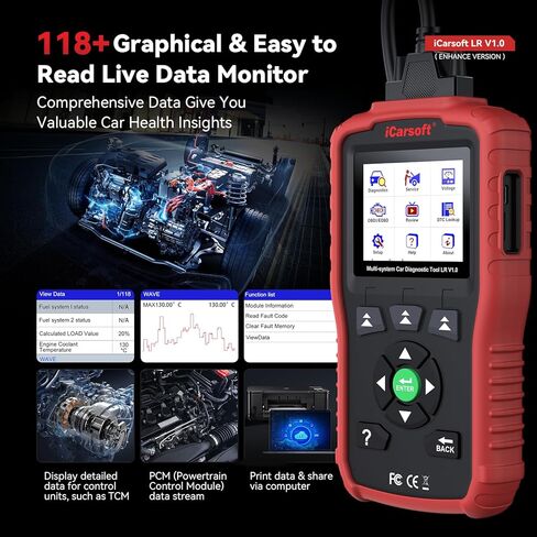 iCarsoft LR V1.0 for Land Rover/Jaguar OBD2 Scanner, All System Diagnostic Scan Tool Oil/SAS Reset Battery Test CAN Car Code Reader,DTC Lookup, 118 Live Data, VIN, Freeze Frame in Saudi Arabia
