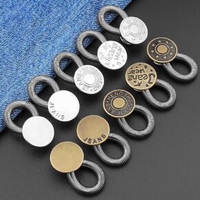 Pants Extender Buttons for Jeans – No-Sew Elastic Waistband Extender Button Set for Men, Women, and Maternity Pants – 10-Pack Adjustable Metal Spring Buttons for Jeans, Collars, and Cuffs in Saudi Arabia