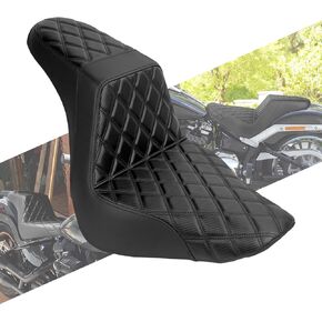 وسادة خلفية أمامية لمقعد السائق من قطعة واحدة تناسب Harley Softail Fat Boy FLFB FLFBS 2018-2025 Breakout FXBR 2023-2025 (خياطة بيضاء) in Kuwait