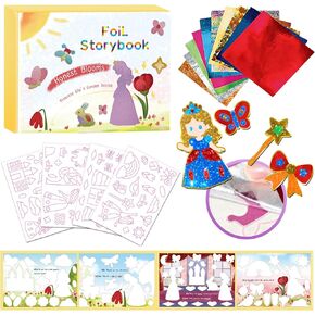 SOOVSY Foil Art & Craft Fun Kit for Kids, Princess Foil Story Book with 77 Magnets & 100 Color Sheet, Christmas Fun Supplies, DIY Creative Activity, Travel Toys, Gifts Set for Ages 4, 5, 6, 7, 8, 9 in Kuwait