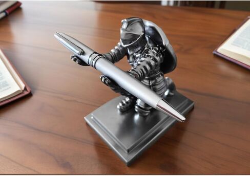 King's Guard Knight Pen Holder And Rollerball Pens, Medieval Warrior Desk Stand, Decorative Office Accessory, Silver，knight pen holder ，desk decor for men，cool desk accessories，men pen in Saudi Arabia
